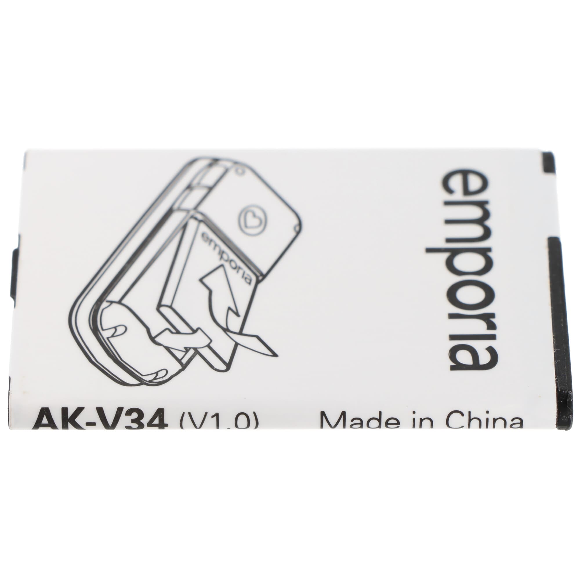 Batterie d'origine Emporia V34, remplace la batterie Emporia AK-V34, 3,7 volts 940 mAh, 55 x 42 x 4 mm