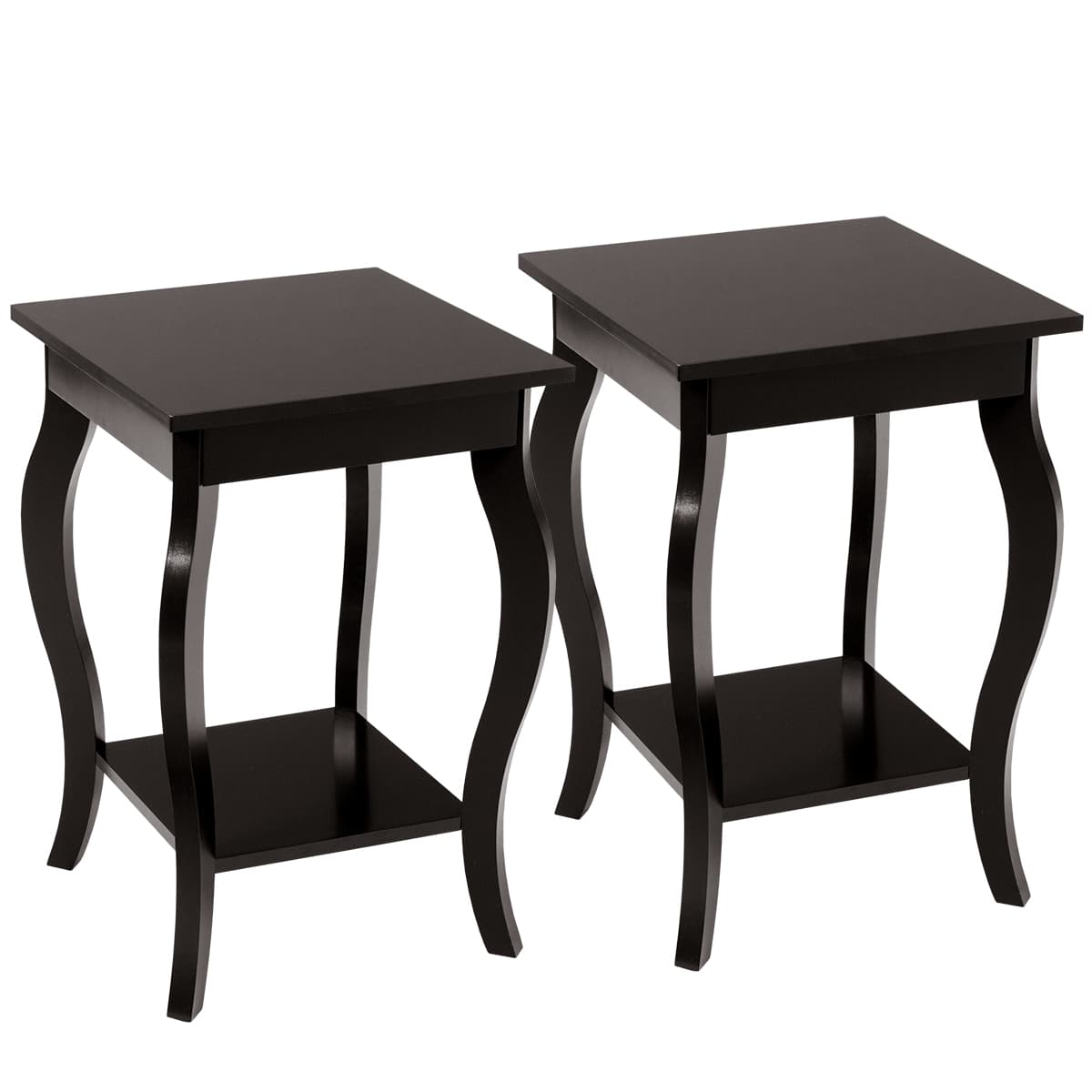 Lot de 2 Tables d'Appoint Bout de Canapé 2 Niveaux Table de Chevet Carrée avec Patins Antidérapants